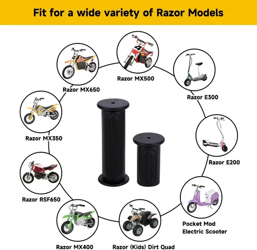Vista 5 de HIAORS Empuñaduras de manillar de repuesto para Razor MX650 MX500 MX350 Dirt Bike E100 E200 E300 Scooter eléctrico Pocket Mod Dirt Rocket Quad 500 4
