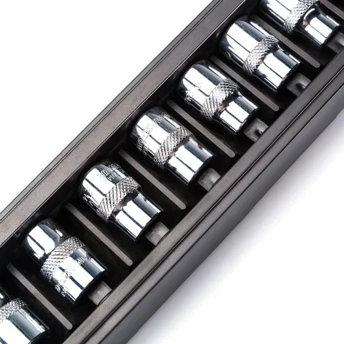 Vista 6 de MAXPOWER Juego de llaves E-Torx de 9 piezas de 3/8 pulgadas, E7 a E20, acero al cromo vanadio, reparación automotriz, incluye estante