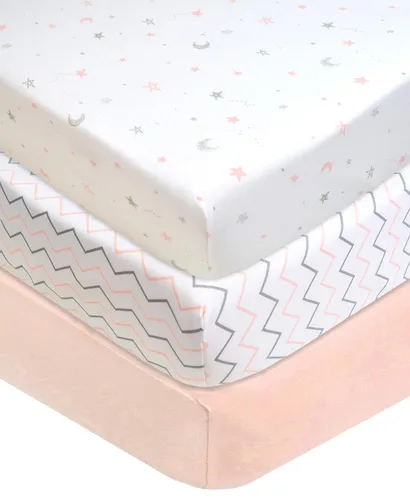 Vista 15 de American Baby Company - Sábana bajera ajustable de tejido de punto suave y transpirable 100% algodón, sábanas de practicuna, Estrella azul/Zigzag