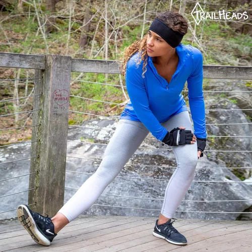 Vista 6 de TrailHeads - Diadema para mujer diseño de cola de caballo con banda para la oreja que absorbe la humedad ideal para correr