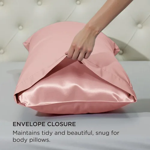 Vista 195 de Bedsure Paquete de 2 fundas de almohada de satén similares a las fundas de almohada de seda tamaño estándar, funda de almohada para mujeres que