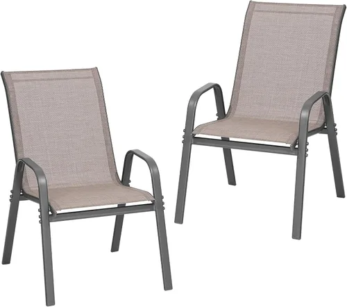 Vista 13 de ONBRILL Juego de 4 sillas de patio, sillas de comedor apilables para Gris
