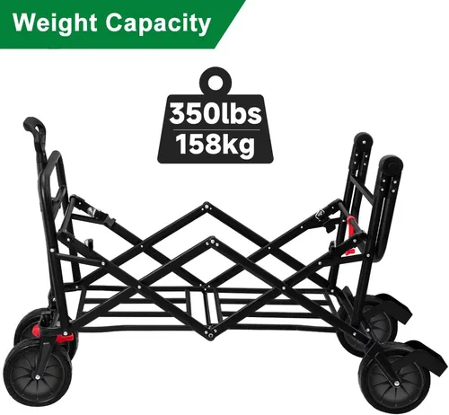 Vista 7 de BEAU JARDIN Carro de playa plegable plegable de 350 libras, resistente, para campamento, comestibles, jardín, deporte, compras, con ruedas de arena