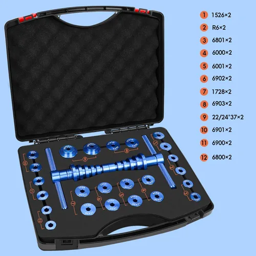 Vista 2 de Wanocean Juego de prensa de rodamientos de bicicleta, herramientas de bicicleta para ruedas/cubo BB Axis Instalación Kit de reparación universal