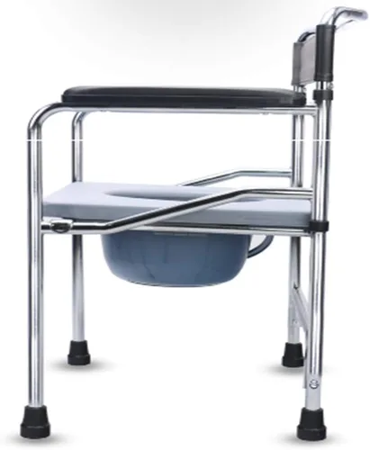 Vista 2 de Bedside Commode, Portable Folding Raised Toilet Seat and Safety Frame for Adults Handicap Elderly Toilet Chair Stool with Porta Potty Bedroom and