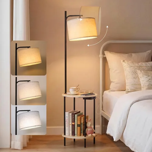 Vista 11 de ONEWISH Lámpara de pie rosa, moderna lámpara de pie para sala de estar, dormitorio, pantalla de lámpara de cristal, bombilla LED incluida, bonito 1