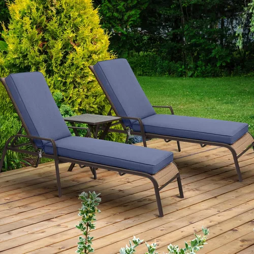 Vista 2 de Aoodor Juego de 2 cojines para tumbona de patio de 72 x 21 x 3 pulgadas, fundas de tela de olefina con espuma de esponja