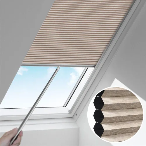 Vista 8 de ZSHINE 93021Q - Persianas celulares sin cordón con diseño de panal de abeja, persianas opacas de tela para tragaluz (93021Q)