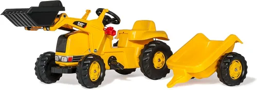 Tractor de construcción a pedales Rolly Toys CAT, con carga frontal, con remolque desmontable, para edades de 2.5 años