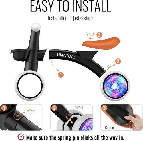 Vista 2 de Umatoll Juguetes de bicicleta de equilibrio para bebés de 1 año, asiento ajustable, regalos de cumpleaños para niños de 12 a 24 meses