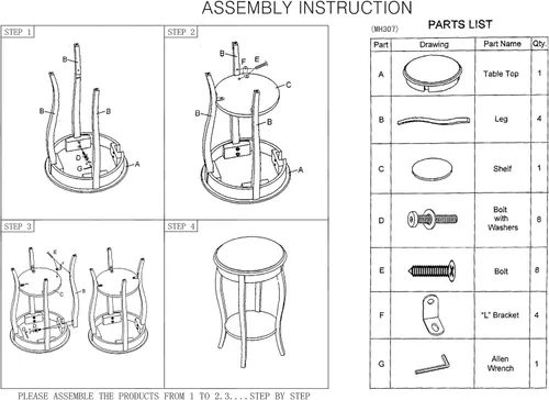 Vista 3 de Frenchi Home Furnishing - Mesa auxiliar alta de 25.20 pulgadas