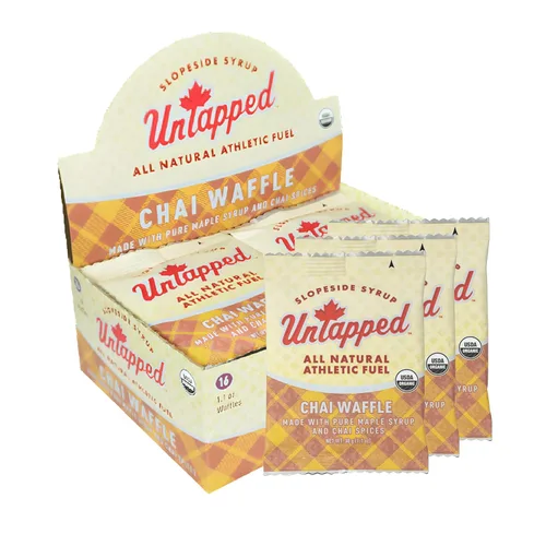 Vista 8 de UnTapped Waffles orgánicos de limón de 1.1 oz cada uno, caja de 16 – Snacks deportivos de resistencia endulzados con jarabe de arce real y limones