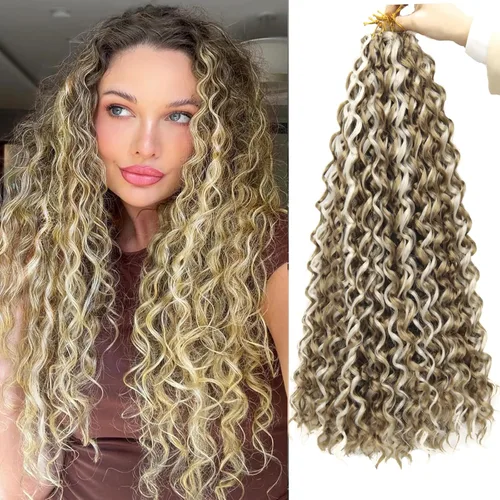 Vista 56 de 8 Paquetes de Cabello Rizado con Ganchillo GoGo para Mujeres, Cabello Rizado con Ganchillo para Trenzas de Ola Profunda, Extensiones de Cabello