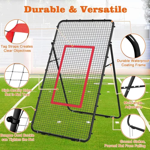 Vista 2 de Nandae Adjustable Volleyball Rebounder Net 7x4 FT, Steel Frame & High-Tension PE Netting, Durable & Portable Volleyball Training Equipment Practice