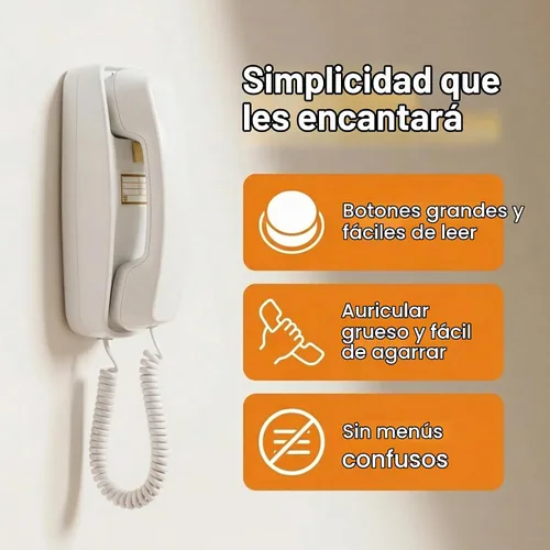 Vista 10 de iSoHo - Teléfono con cable de botón grande para personas mayores, teléfono fijo fácil de usar con teclado iluminado, auricular ergonómico y sin Negro