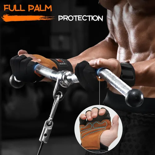 Vista 2 de SueStar Workout Gloves, Heavy Duty Cowhide Padded Weight Lifting Gloves with Wrist Support, Full Palm Protection & Silicone Grips Gym for