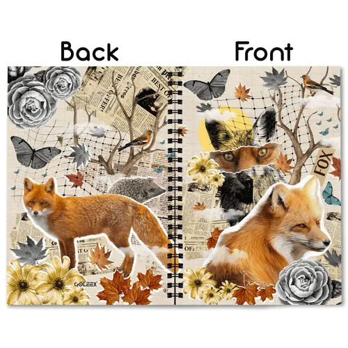 Vista 2 de GOLEEX Fox Collage Blank Spiral Notebook And Journal Notebooks Soft Cover School Work Travel Animal Notepad Composition Gifts For Women Girls Kids