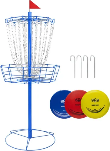 Vista 16 de Disc Golf Basket - Portable Disc Golf Target with Heavy Duty 24-Chains Come with 6pcs Disc Golf Discs and Carry Bag, Ground Stake -Suitable for