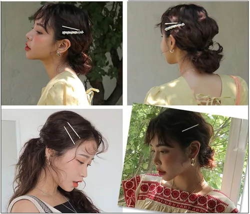 Vista 7 de Vpang 5 pinzas para el cabello de aleación de oro, pinzas para el cabello para mujer, pinza lateral dulce, accesorios para el cabello para boda