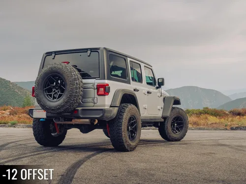 Vista 3 de RockTrix RT105 - Rueda de 17 pulgadas compatible con Jeep Wrangler JK JL patrón de pernos de 5 x 5 17 x 9, 2.815 pulgadas, también compatible
