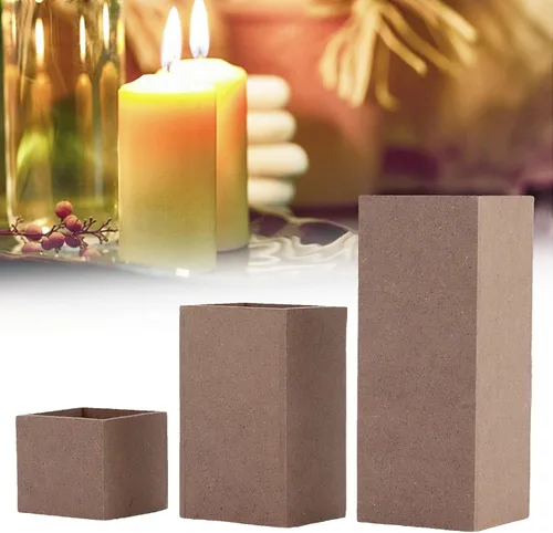 Vista 5 de Candelabros de vela de té, sin terminar, 3 candelabros de madera originales de color madera para mesa de Halloween para fiesta de Navidad (#1)