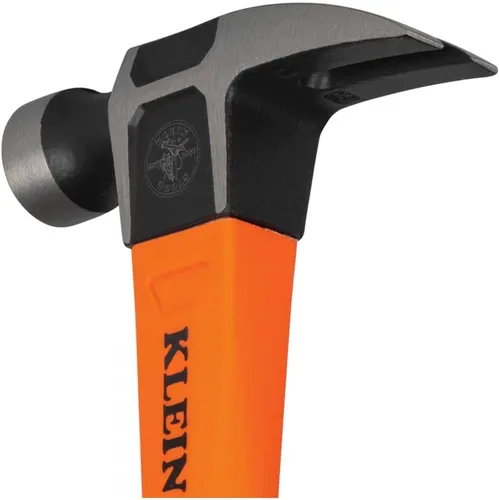 Vista 14 de Klein Tools H80816 Martillo de garra recta con cabeza lisa, 16 onzas, mango de agarre antideslizante de fibra de vidrio con orificio de sujeción, 13