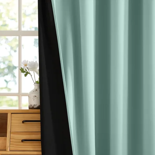 Vista 7 de RYB HOME Cortinas 100% opacas de 63 pulgadas de largo, aislamiento térmico, oscurecimiento total de la habitación, cortinas reductoras de ruido