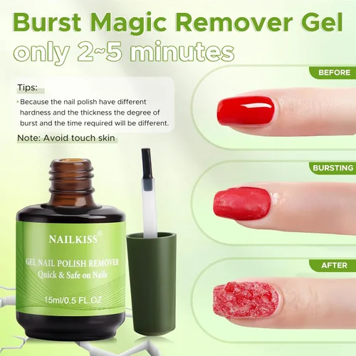 Vista 3 de Removedor de esmalte de uñas de gel de 0.5 onzas líquidas, removedor de esmalte profesional para uñas, removedor de esmalte rápido y fácil en 2-5