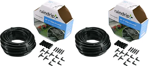 Raindrip R280DT BLK 1/4-Inch by 50-Foot Negro Drip-A-Long con accesorios (paquete de 2)