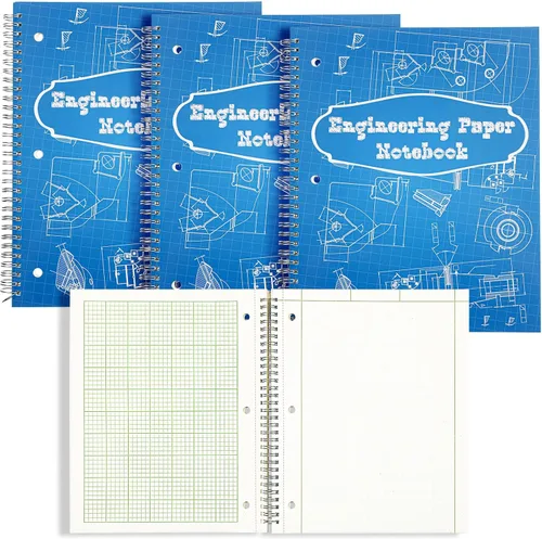 Vista 9 de Colarr Engineering Computation Pad 8.5" x 11" Engineering Wirebound Spiral Notebook Grid Pad 5 Squares Per Inch Graph Paper for Drafting Drawing