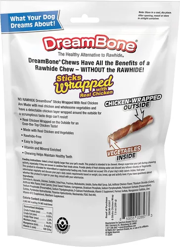 Vista 2 de DreamBone Masticables envueltos en pollo, 8 unidades, masticables sin piel cruda para perros, grandes, 8