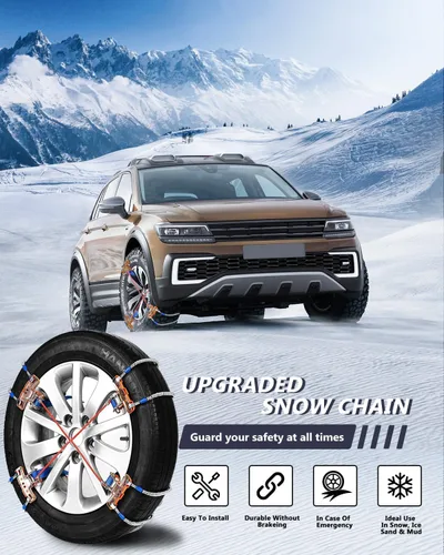 Vista 2 de SCITOO Cadenas de nieve de ajuste rápido, fácil instalación, cadena de tracción de neumáticos para automóvil, camioneta, SUV, cadenas de neumáticos