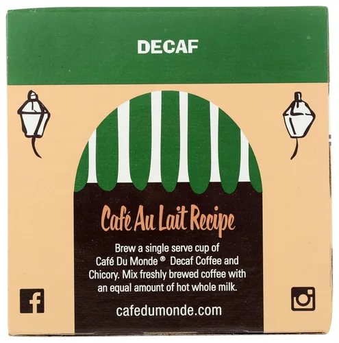 Vista 3 de Cafe Du Monde Tazas individuales de café descafeinado y achicoria, caja de 12, 0.41 onzas cada una
