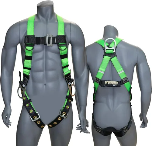 AFP Arnés de seguridad universal de protección contra caídas de cuerpo completo con 3 anillos en D y patas con hebilla de lengua