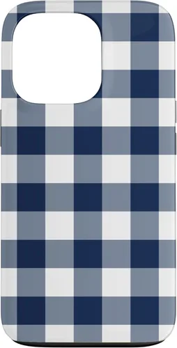 Vista 10 de Navy Blue Gingham Check Navy White Buffalo Plaid Case for iPhone 17
