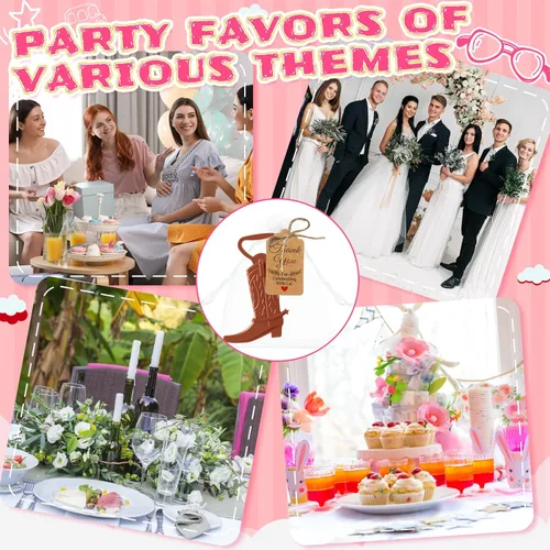 Vista 6 de Meanplan Juego de 99 piezas de abrebotellas de botas vaqueras Cowgirl Western Derby recuerdos de fiesta de boda, incluye abridor de botellas