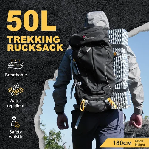 Vista 2 de MOUNTAINTOP Mochila de senderismo con marco interno de 60L con cubierta de lluvia Mochila de campamento al aire libre para hombres y mujeres