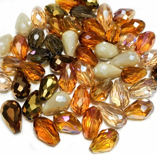 Vista 10 de 200 piezas Cuentas de cristal con forma de lágrima 3x5mm con orificio vertical, facetas, cuentas espaciadoras de cristal para pulseras, collares