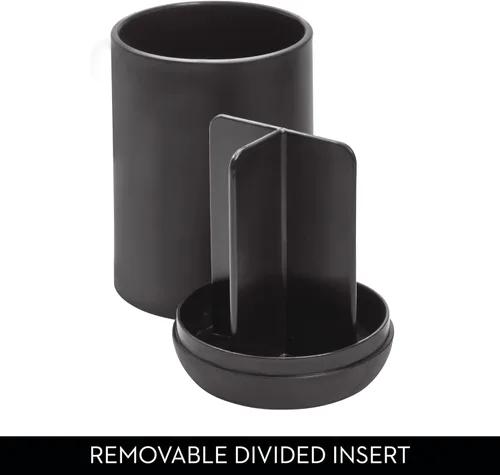 Vista 4 de iDesign - Soporte para cepillos de dientes normales, cepillos giratorios y pasta de dientes, colección Cade, 3 x 3 x 4.5 pulgadas, negro mate