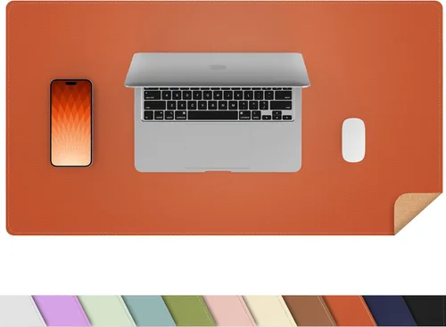 Vista 43 de Protector de escritorio de cuero, tapete de escritorio grande con corcho natural y cuero PU, alfombrilla para mouse, alfombrilla de escritorio