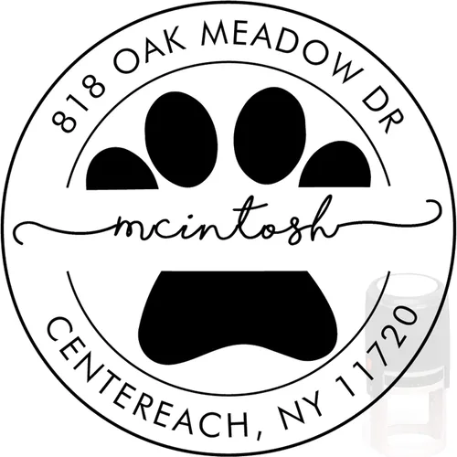 Vista 2 de Sello de dirección personalizado redondo moderno con monograma autoentintado, sello de dirección personalizado con más de 10 diseños (ronda 7)