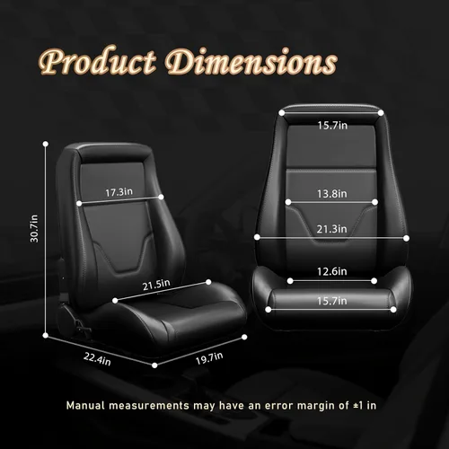 Vista 3 de Universal Classic PVC OBS Style Asientos con dos deslizadores reclinables de respaldo bajo Racing asiento de cubo (negro)