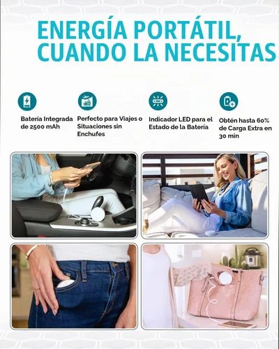 Vista 8 de Cargador de pared con cable retráctil USB-C 4 en 1 y banco