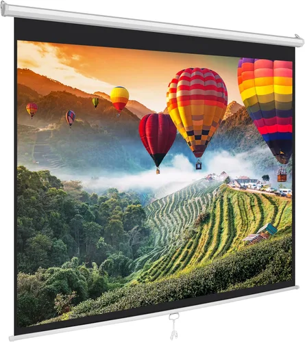 Vista 12 de Pyle pantalla para proyector de 50 pulgadas, portátil, de pie en el piso, plegable, enrollable, trípode manual, pantalla móvil para películas, cine