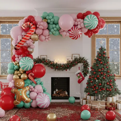 Vista 10 de Puerta de Pan de Jengibre de Navidad con Luces, Decoraciones de Cubierta de Cartón, Letrero de Pancarta de Porche de Dulces de Casa de Pan