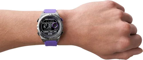 Vista 4 de Fossil Reloj digital Everett de acero inoxidable con energía solar para hombre, humo, púrpura (SmokePurple), Everett Solar