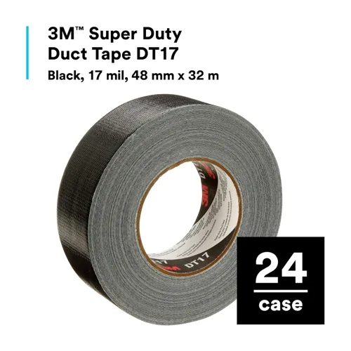 Vista 2 de 3M Cinta adhesiva Super Duty DT17, negra, ultra gruesa, resistente al desgaste, 17 mil, 1.890 in x 105.0 ft, 1 rollo