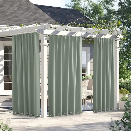 Vista 88 de NICETOWN - Cortinas opacas, impermeables, ojales resistentes al viento, pestaña trasera en la parte superior e inferior, bloqueo solar y cuerda