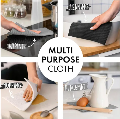 Vista 3 de SUPERSCANDI Paquete de 6 paños de cocina suecos para cocina, 100% biodegradables y compostables, reutilizables, lavables, seguros para alimentos