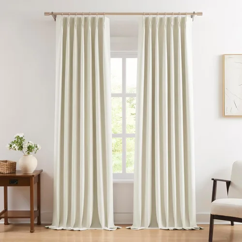 Vista 18 de WEST LAKE Cortinas Completamente Opacas Bailey con Pliegues Pinzados de 63 Pulgadas Azul Polvoriento con Forros, Cortinas Texturizadas Modernas
